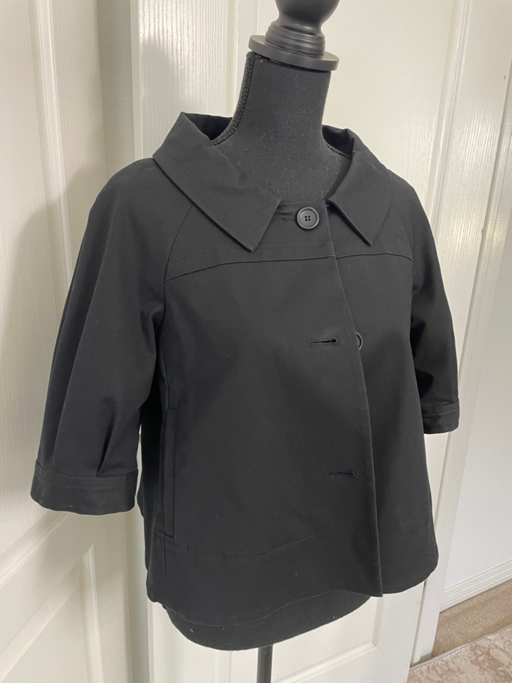 THEORY boxy jacket M cropped black elbow length puff sleeves party wedding